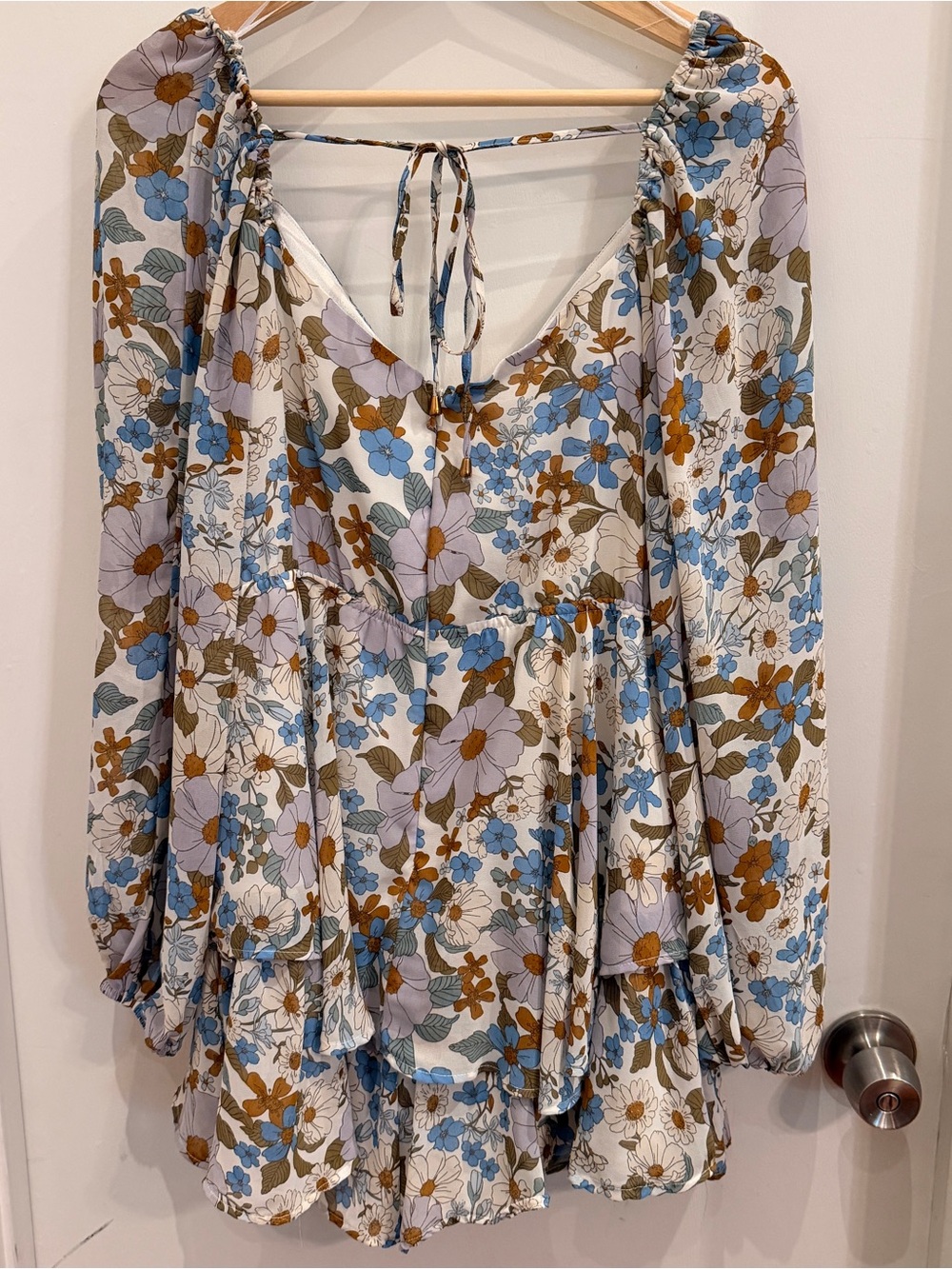 HYFVE Floral Tiered Ruffle Romper Large Cottagecore - Picture 5 of 9